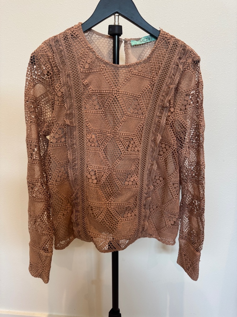 Karlie Crochet Long-Sleeve Top Mauve
